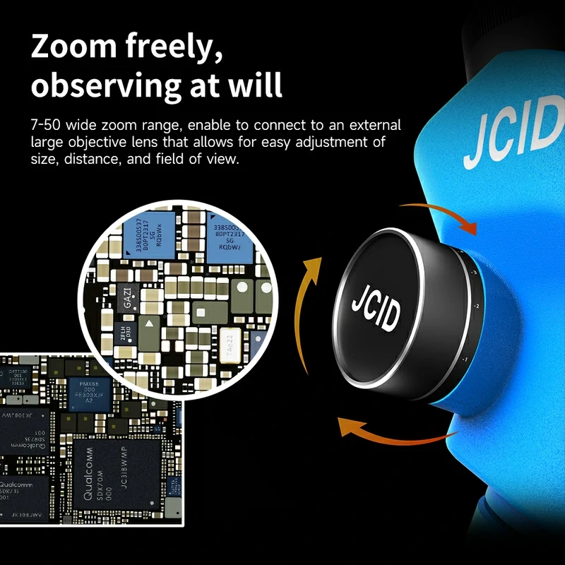 JCID M3750 Stereo Microscope HD Circuit Board 7-50 Times Continuous Zoom for Mobile Phone Electronics Repair