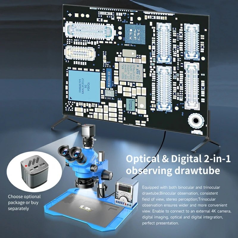JCID M3750 Stereo Microscope HD Circuit Board 7-50 Times Continuous Zoom for Mobile Phone Electronics Repair