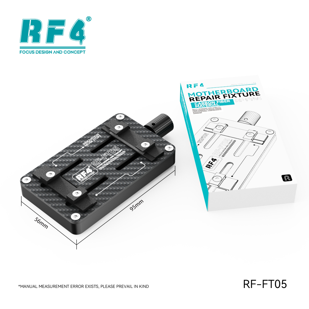 RF4-FT05 Multi-functional Carbon Fiber Clamp - Heat-resistant single-axis bidirectional fixture for secure motherboard/chip repair with precise positioning.