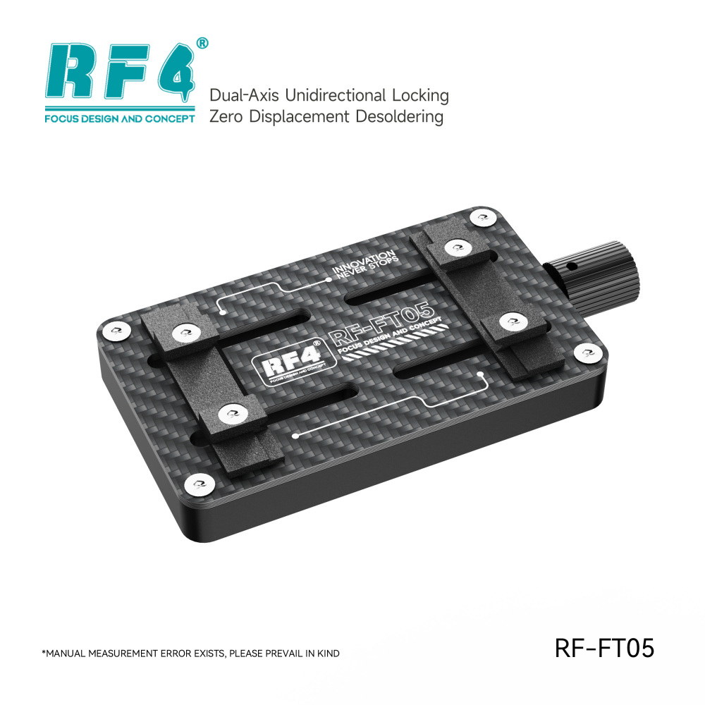 RF4-FT05 Multi-functional Carbon Fiber Clamp - Heat-resistant single-axis bidirectional fixture for secure motherboard/chip repair with precise positioning.