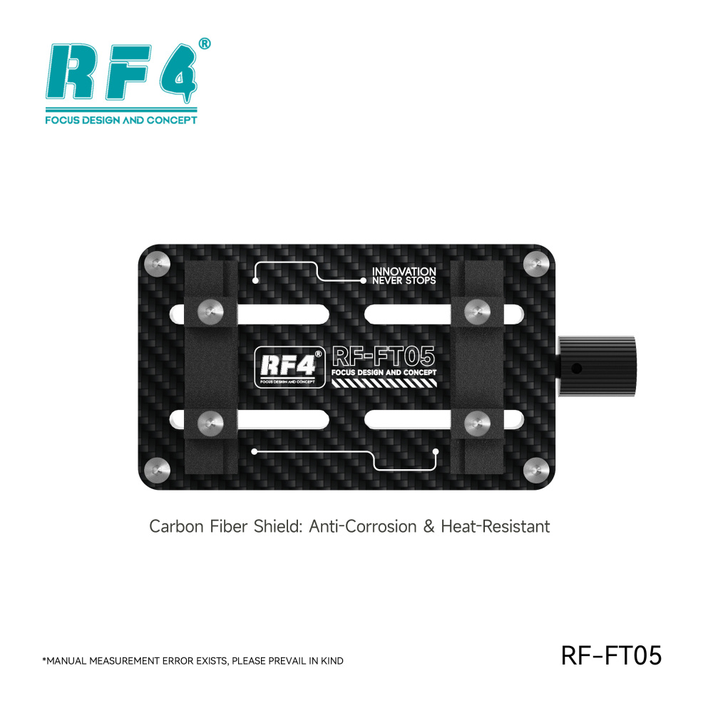 RF4-FT05 Multi-functional Carbon Fiber Clamp - Heat-resistant single-axis bidirectional fixture for secure motherboard/chip repair with precise positioning.