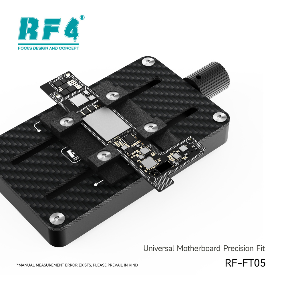 RF4-FT05 Multi-functional Carbon Fiber Clamp - Heat-resistant single-axis bidirectional fixture for secure motherboard/chip repair with precise positioning.