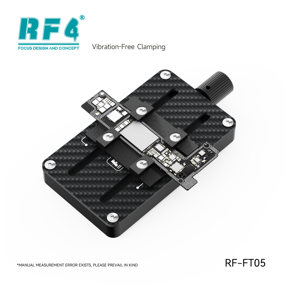 RF4-FT05 Multi-functional Carbon Fiber Clamp - Heat-resistant single-axis bidirectional fixture for secure motherboard/chip repair with precise positioning.