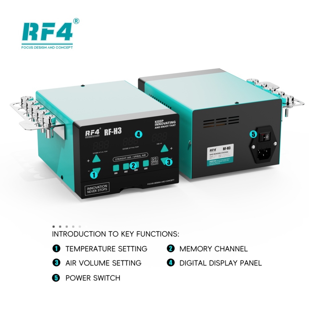 RF4 H3 1200W 480℃ Digital Display Hot Air Rework Station