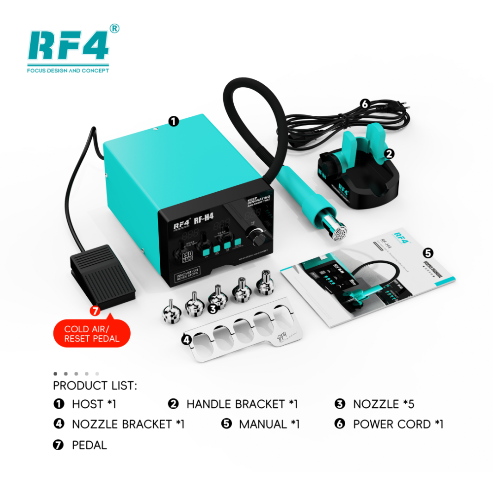 RF4 H4 1200W 480℃ Digital Display Hot Air Rework Station - Cold Air Output