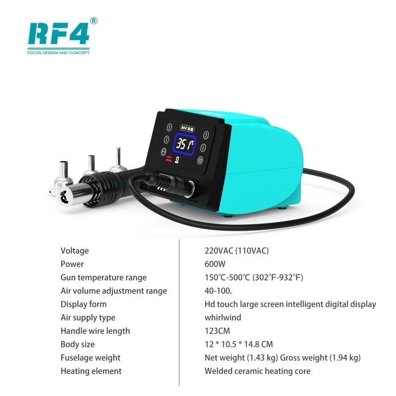 RF4 H 600W 500℃ Digital Display Hot Air Rework Station