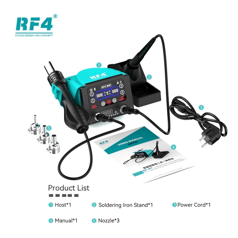 RF4 H7 2 in 1 500℃ Soder iron Station and Hot Air Station