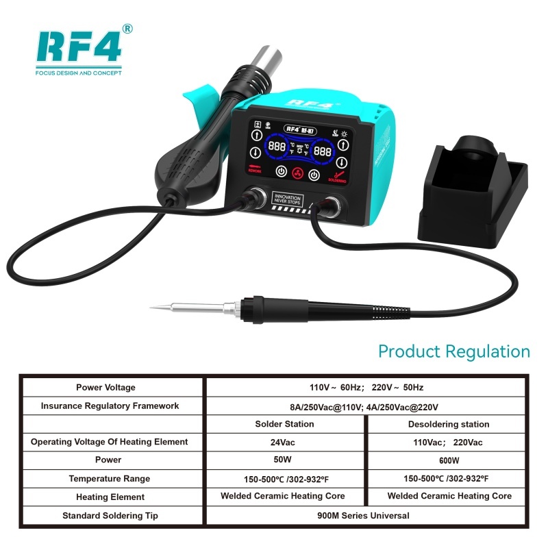 RF4 H7 2 in 1 500℃ Soder iron Station and Hot Air Station