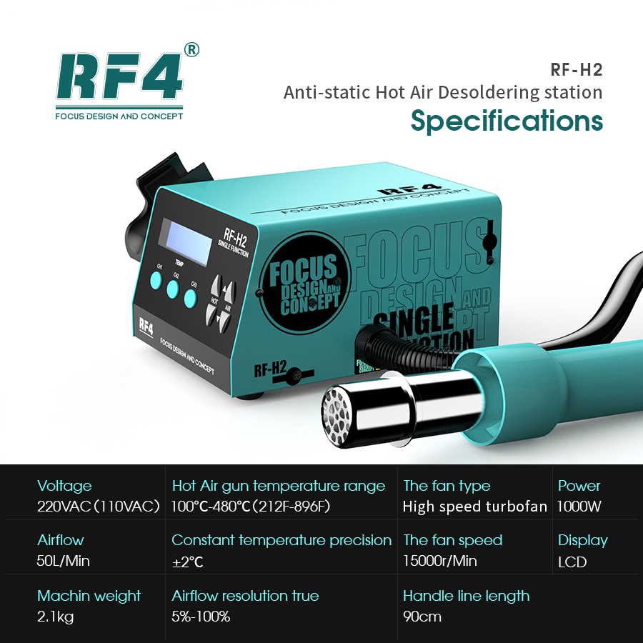 RF4 H2 1000W Digital Display Hot Air Rework Station