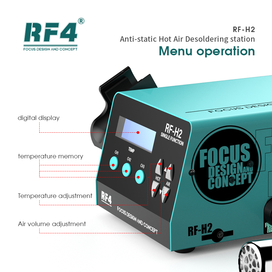 RF4 H2 1000W Digital Display Hot Air Rework Station