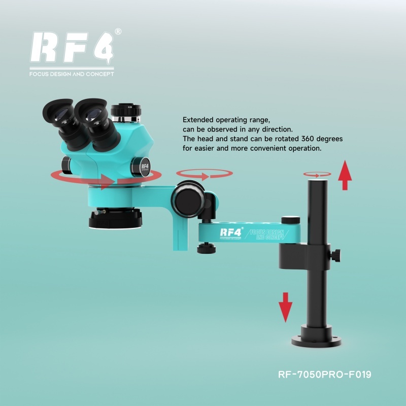 RF4 7050PRO-F019 7-50X Rotatable Trinocular Microscope with 144 LED Light