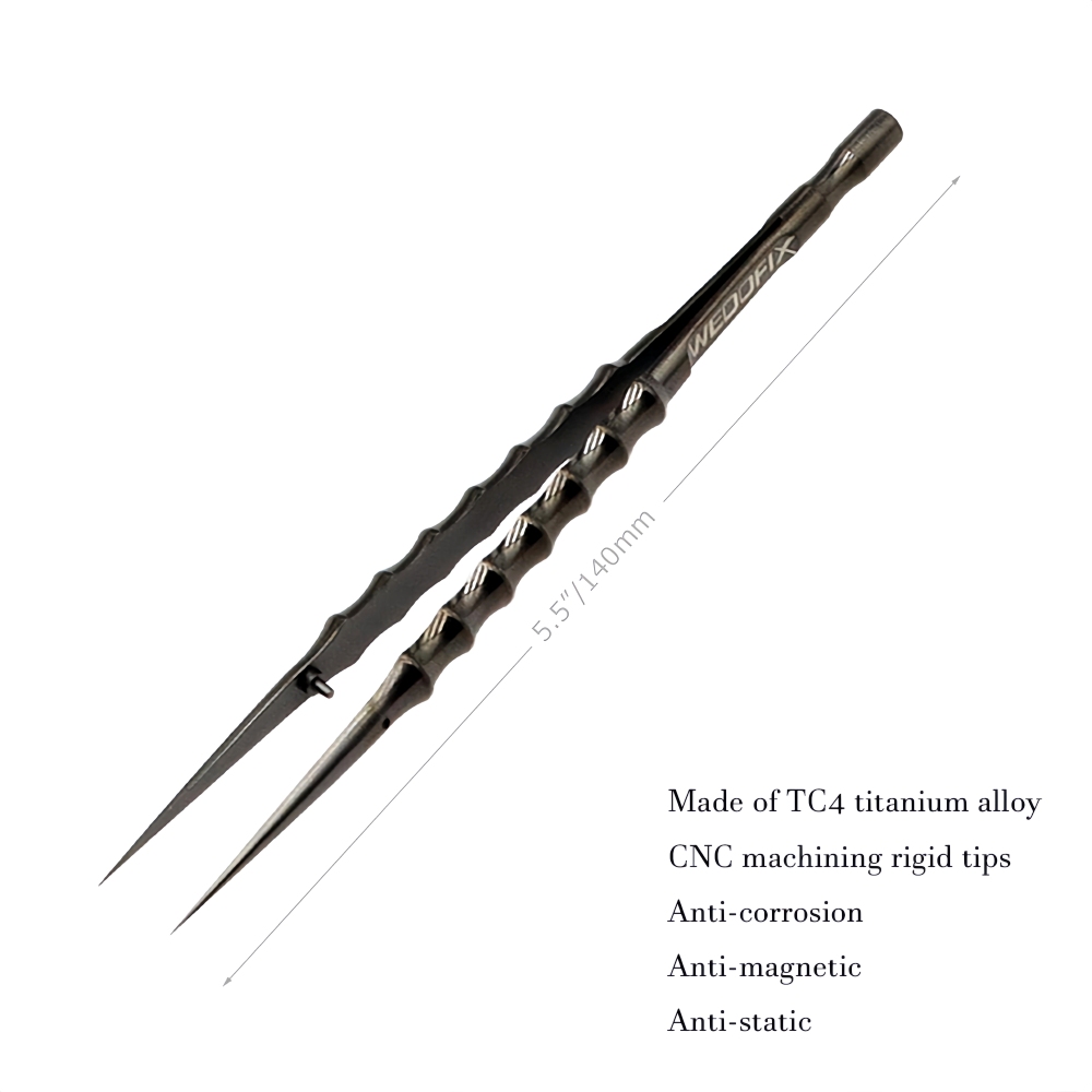 Black-Bamboo TC4 Titanium Alloy Tweezers CNC Machining Tweezers with Super Tiny Tips for Micro Soldering Work