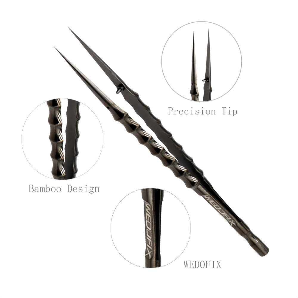 Black-Bamboo TC4 Titanium Alloy Tweezers CNC Machining Tweezers with Super Tiny Tips for Micro Soldering Work