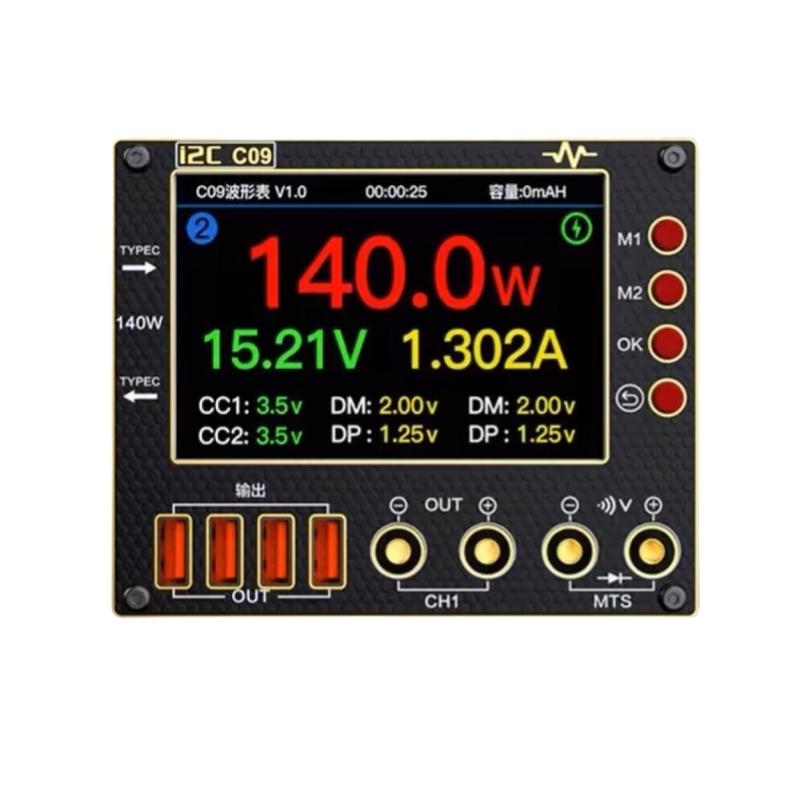 i2C C09 Digital Display Waveform Ammeter PD Fast Charging Detect Voltage Current Test Tool