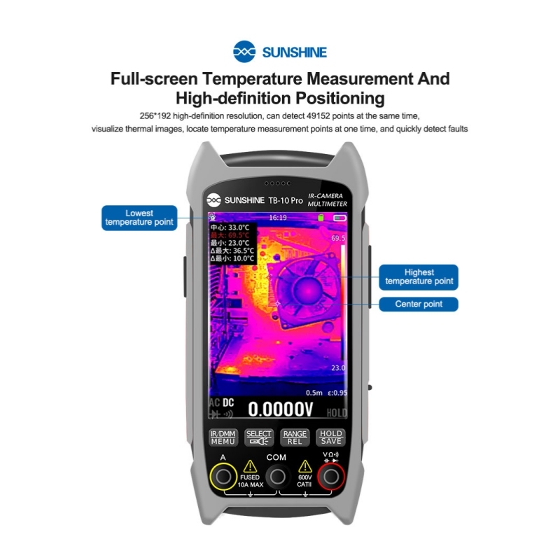 Sunshine TB-10 Pro Infrared Thermal Imaging Camera & Multimeter Function - 256*192 Resolution - Easy to Handheld