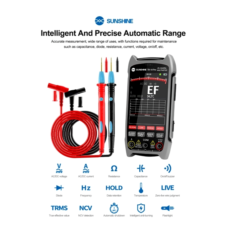 Sunshine TB-10 Pro Infrared Thermal Imaging Camera & Multimeter Function - 256*192 Resolution - Easy to Handheld
