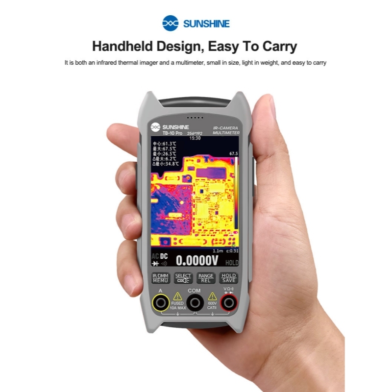 Sunshine TB-10 Pro Infrared Thermal Imaging Camera & Multimeter Function - 256*192 Resolution - Easy to Handheld