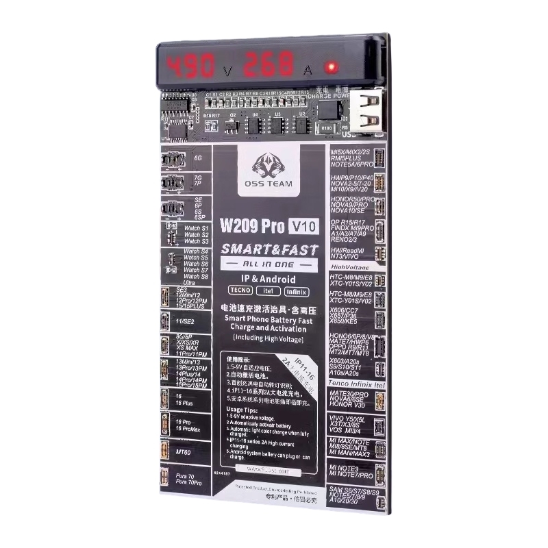 OSS W209 Pro V10 Battery Activation Board Overload Protection for iPhone 16 15 14 13 12 11 X 8 7 6 Watch and Android