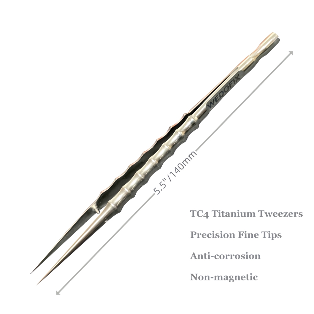 WEDOFIX Bamboo Titanium Tweezers with Ultra Fine Tips for Professional Micro Work
