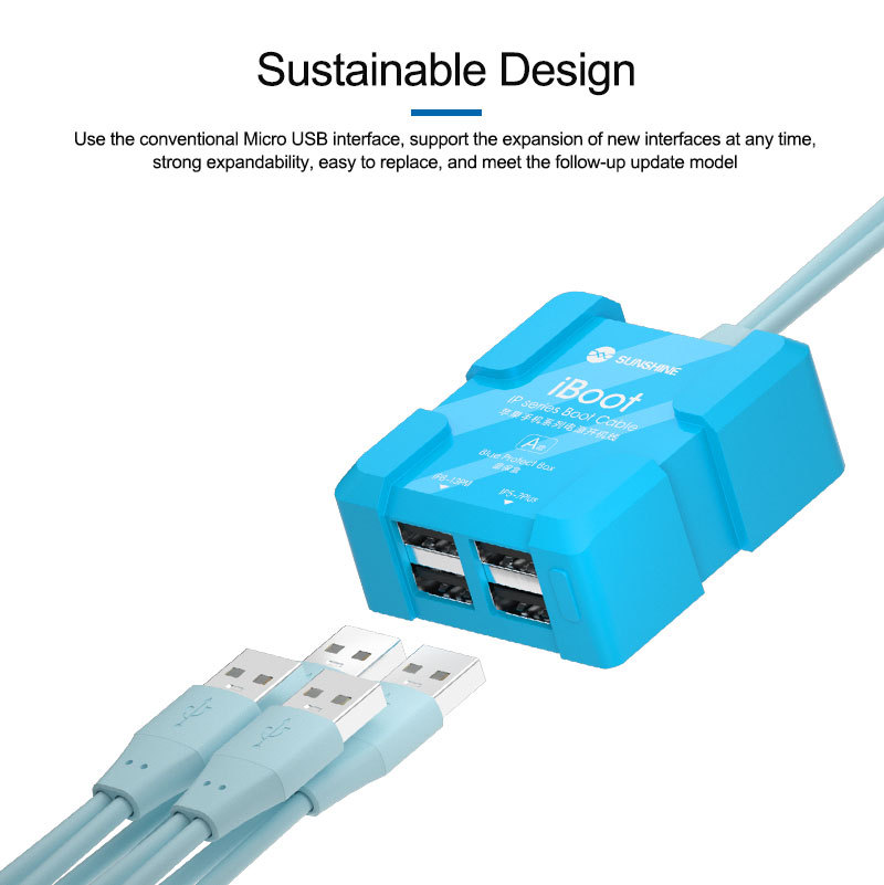 Sunshine iBoot Power On Cable with 4 USB Connector for iPhone and Android