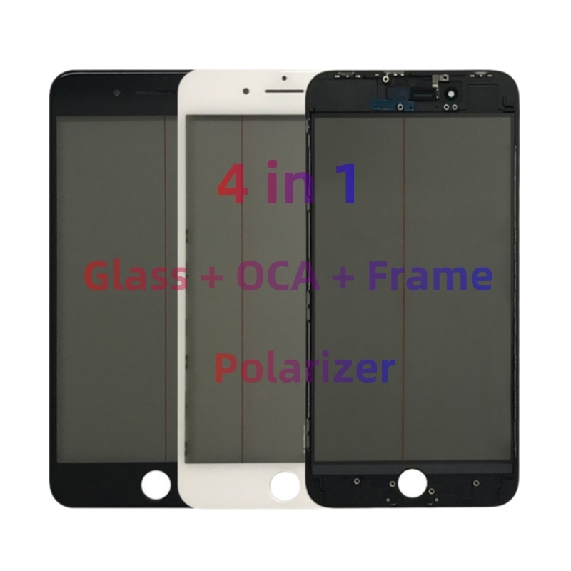 4 in 1 Glass with 250um OCA + Original Polarizer Film + Frame for iPhone 6 7 8