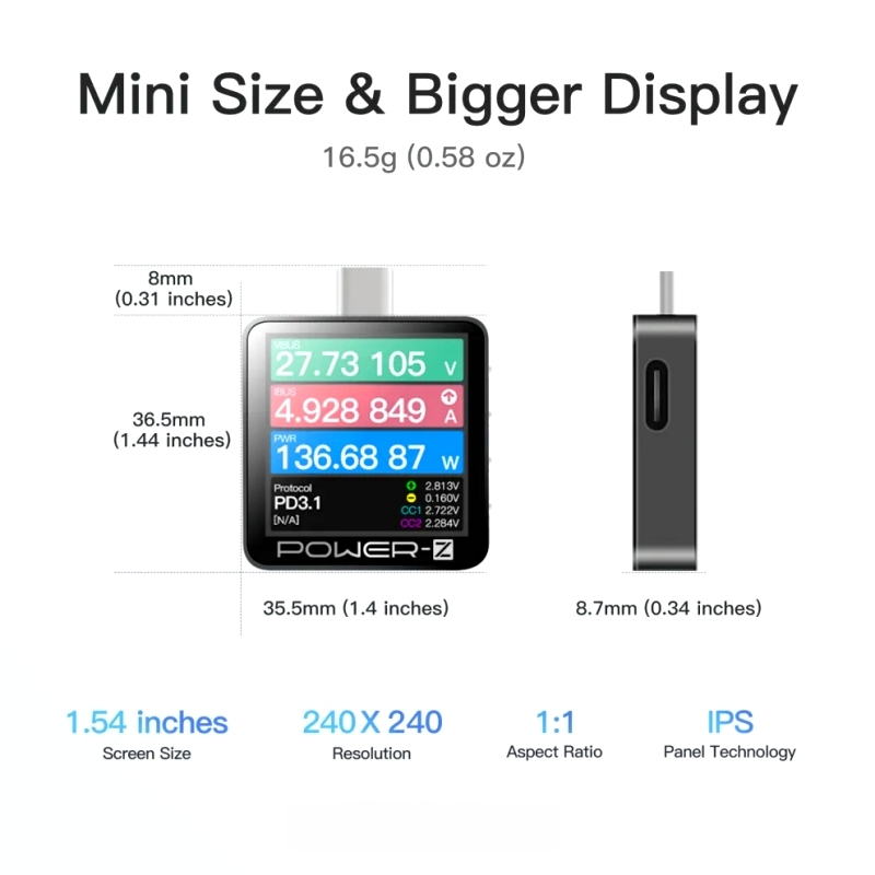 Power-Z KM003C 240W PD3.2 Fast Charging Protocol Tester