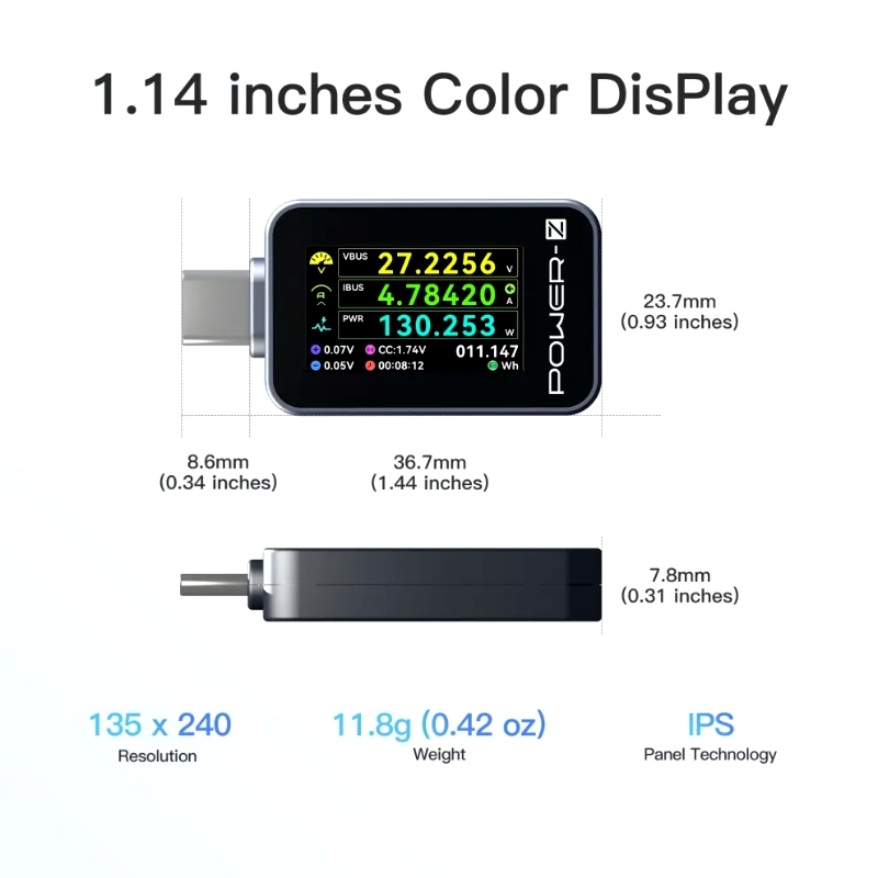 Power-Z C240 USB-C Tester Digital Display Power Meter 240W and PD3.1 QC5.0
