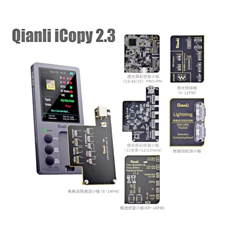 Qianli iCopy Plus 2.3 True Tone Repair Instrument with Battery Testing Board for iPhone 15 14 13 12 11 8P Xsmax LCD EEPROM Programmer