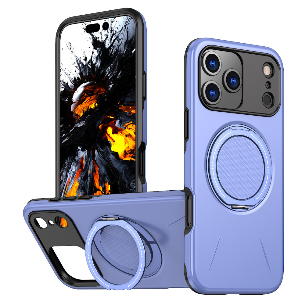 360° Rotating Gear Damping Stand PC+TPU Protective Case for iPhone 17 16 15 14 13 12 11 X