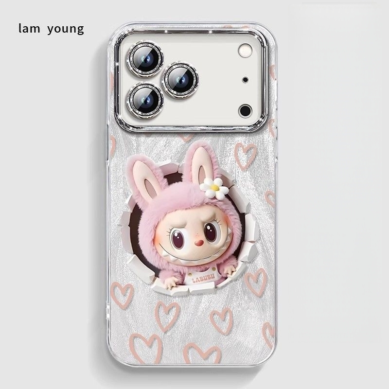 Cute Monster with Love Pattern Phone Case for iPhone 17 Pro Max & 16, Full-Body Protective Cover