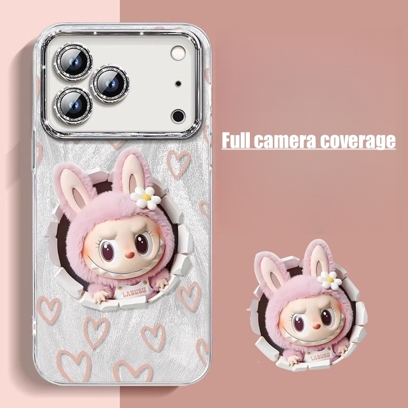 Cute Monster with Love Pattern Phone Case for iPhone 17 Pro Max & 16, Full-Body Protective Cover