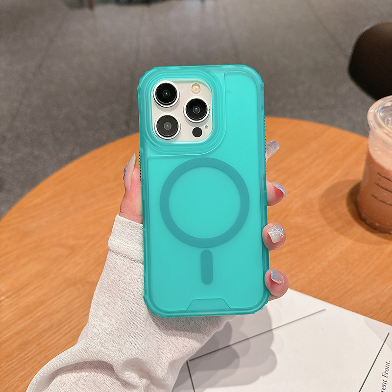 3 in 1 Magnetic Wireless Charging Case Drop-proof Airbag Case Skin-feel Protective Shell for iPhone 17 16 15 14 13 12 11