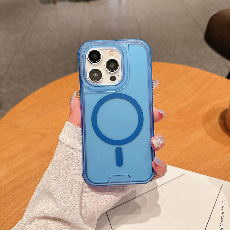 3 in 1 Magnetic Wireless Charging Case Drop-proof Airbag Case Skin-feel Protective Shell for iPhone 17 16 15 14 13 12 11
