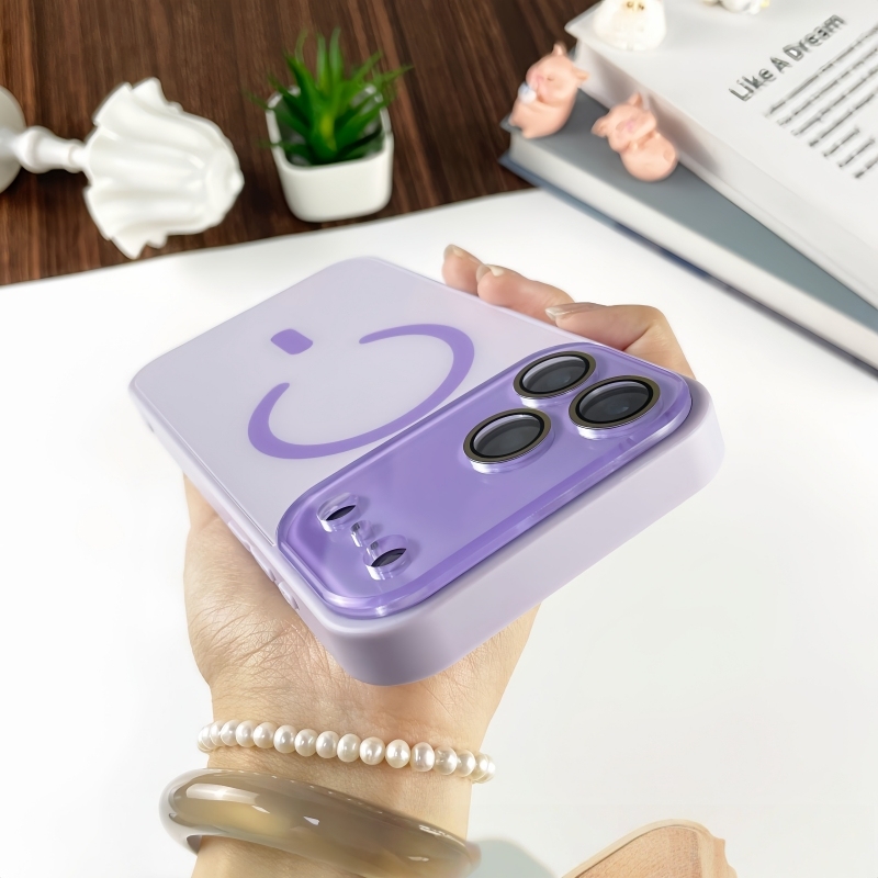 Frosted Matte Magnetic Snap-on Case with Large Transparent Window for iPhone 17 Air, 17 Pro Max, 16, 15 - Shockproof Protective Cover