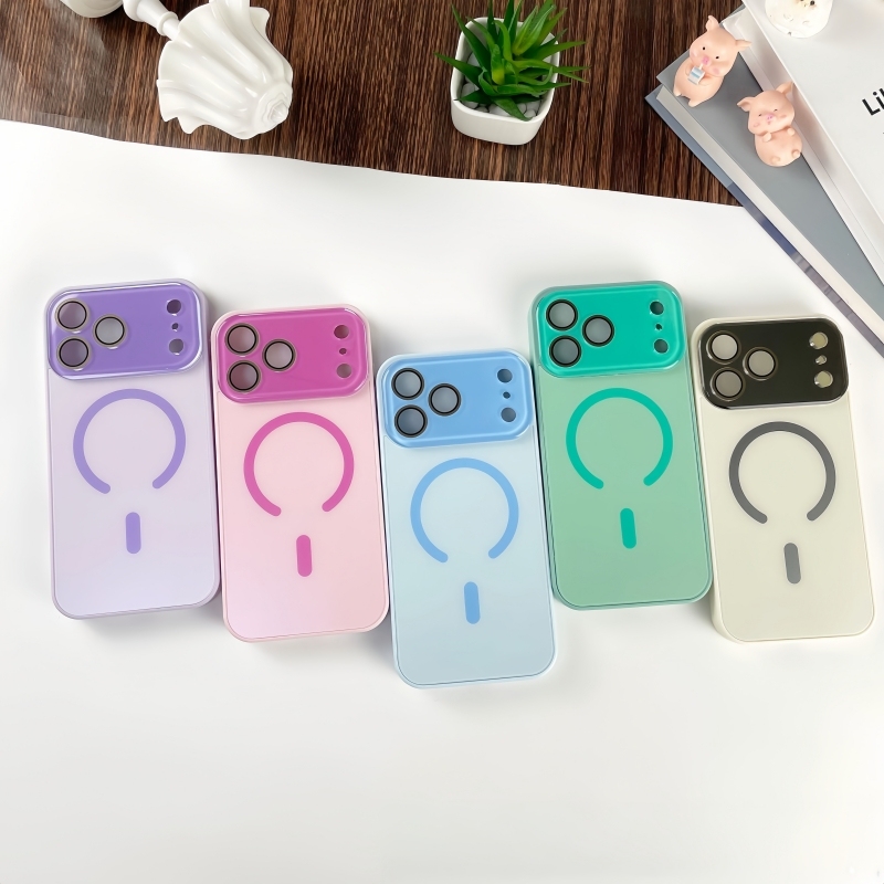 Frosted Matte Magnetic Snap-on Case with Large Transparent Window for iPhone 17 Air, 17 Pro Max, 16, 15 - Shockproof Protective Cover