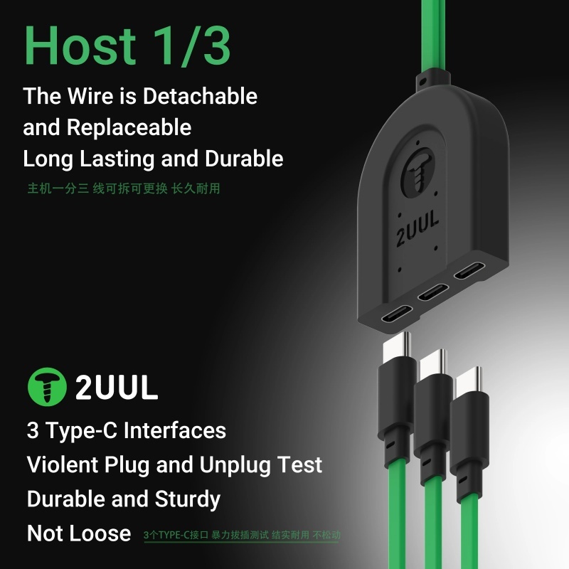 2UUL PW02 DC Power Supply Cable with Type-C Port for iPhone 17 16 15 14 13 12 11 X 8 & Android