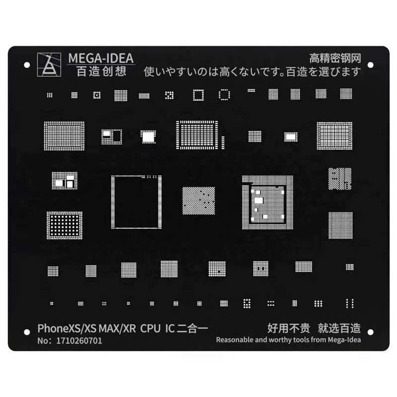 MEGA-IDEA Black Stencil Phone BGA Reball Stencil Reballing Template for iPhone 16 15 14 13 12 11 X 8 7 6