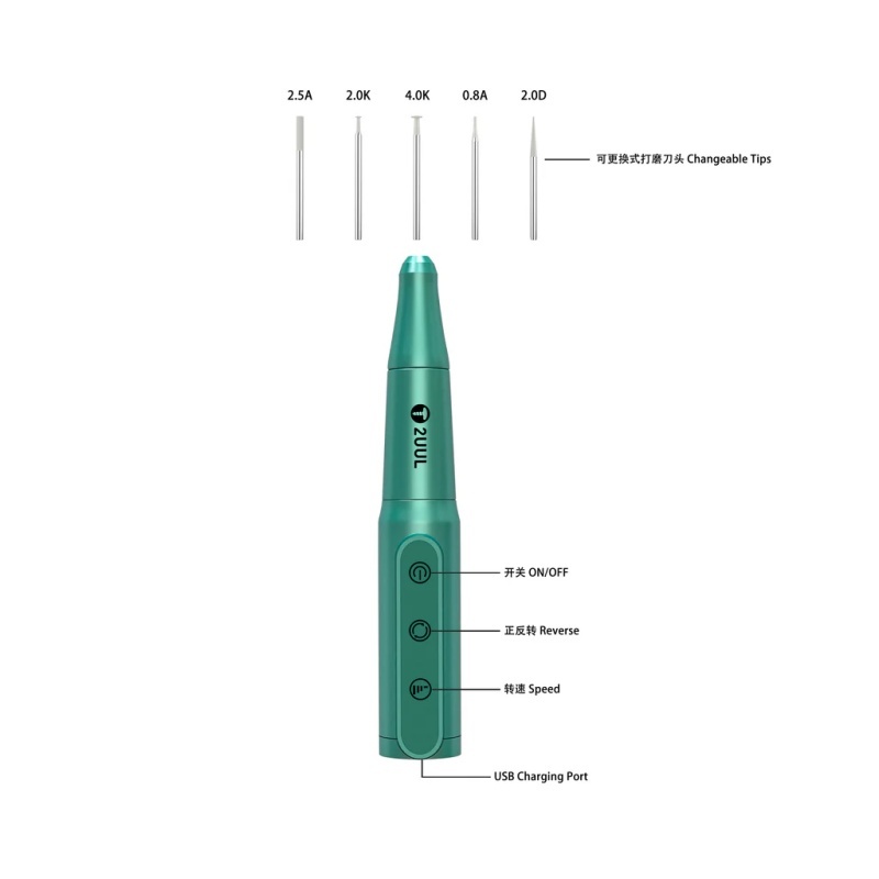 2UUL DA81 Chargeable Polish Drill Pen for Phone Repair Professional Grinding Tool Set Adjustable Forward