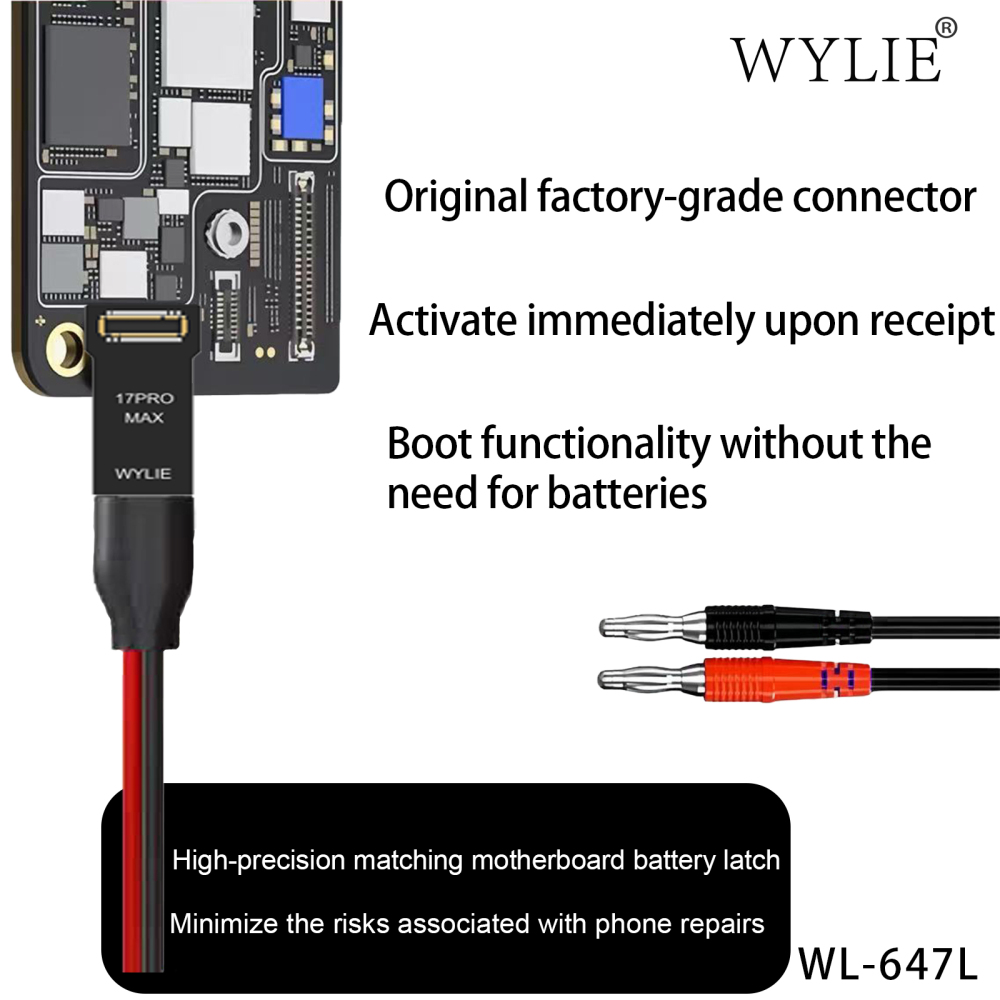WYLIE WL-647L Power Boot Cable for iPhone 17 16 15 14 13 12 11 X 8 7 6