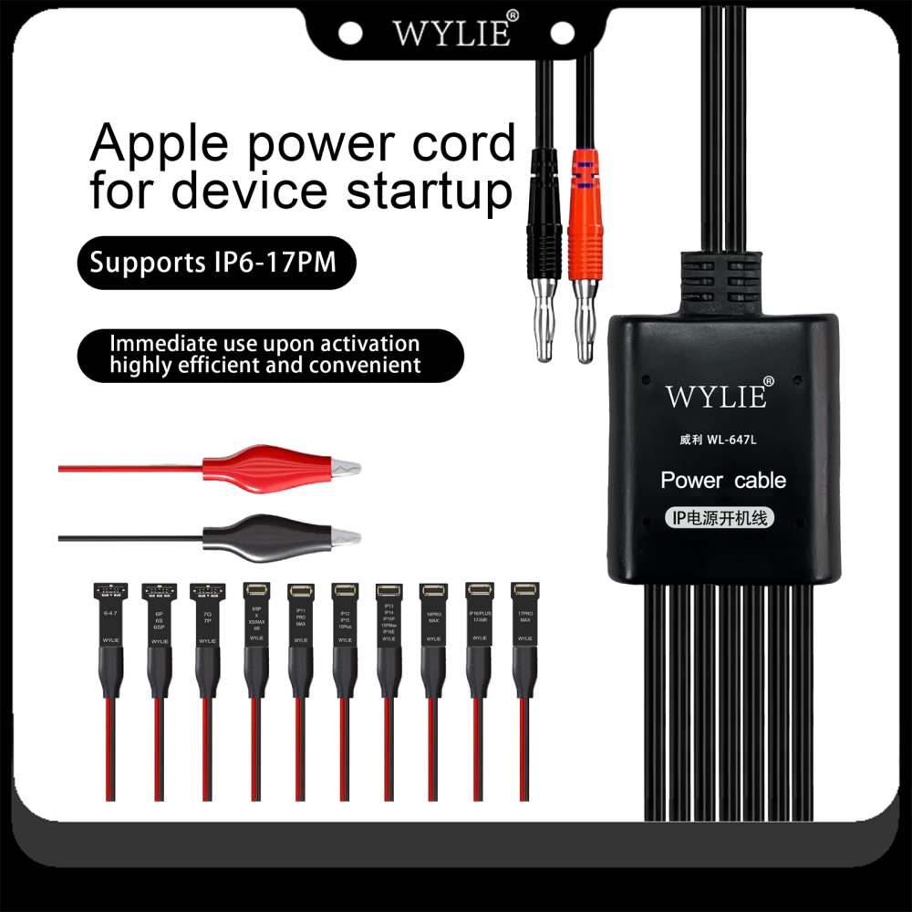 WYLIE WL-647L Power Boot Cable for iPhone 17 16 15 14 13 12 11 X 8 7 6