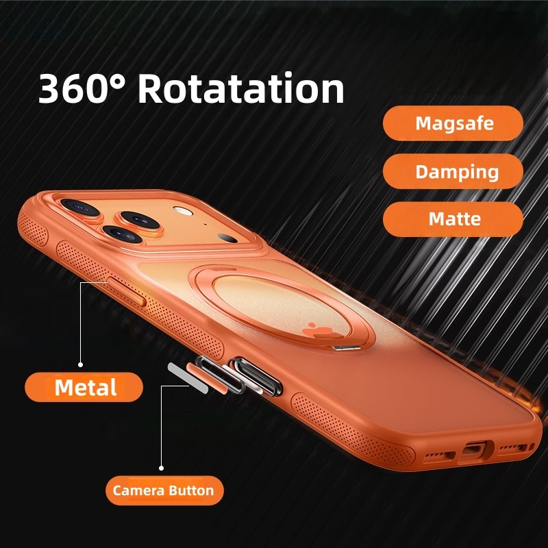360° Rotation Phone Protective Shell with Magsafe and Camera Button for iPhone 17 16 15 14 13