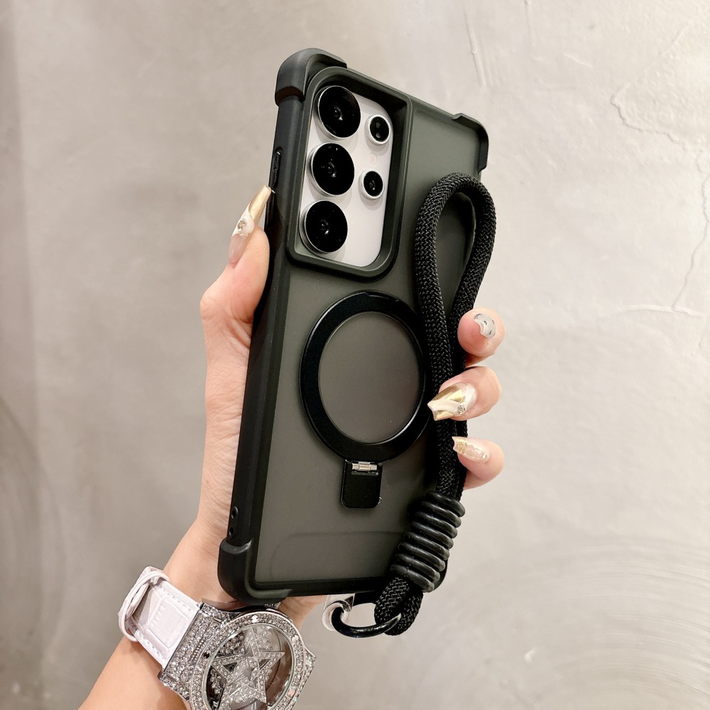 Four-corner Anti-drop Magnetic Phone Case with Wrist Strap for Samsung S25ultra S24ultra S23ultra