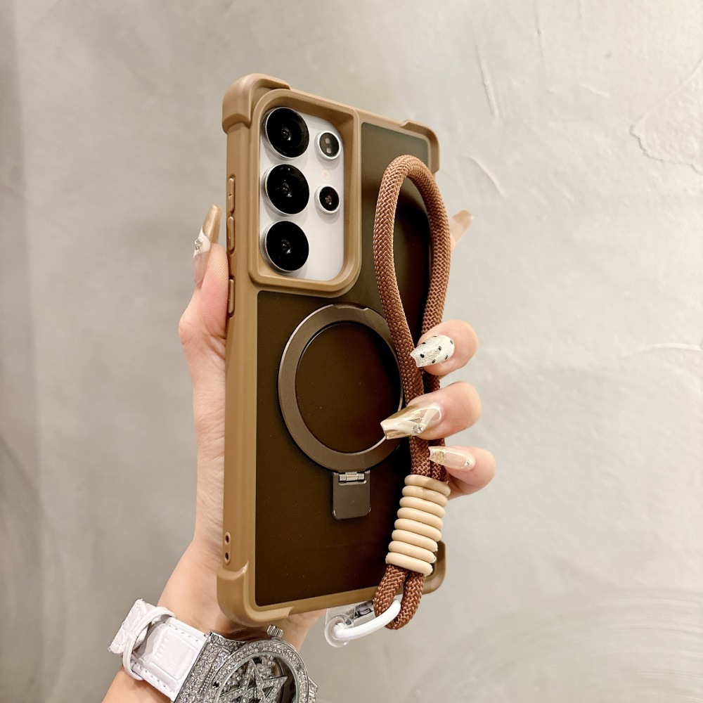 Four-corner Anti-drop Magnetic Phone Case with Wrist Strap for Samsung S25ultra S24ultra S23ultra