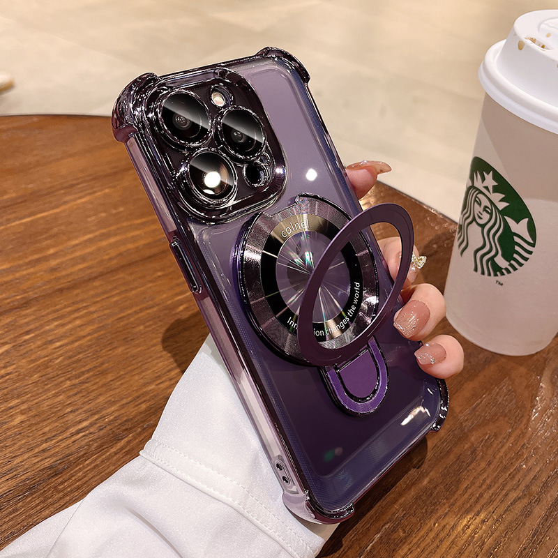 Anti-drop Protection Case with Lens Protector and Bracket High Transaprency Cover for iPhone 17 16 15 14 13 12 11 X