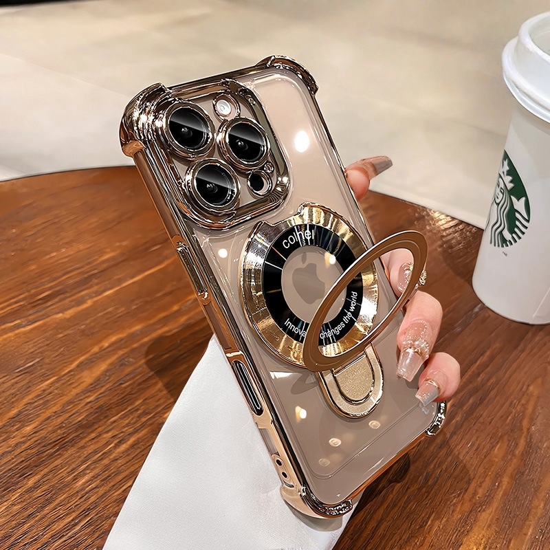 Anti-drop Protection Case with Lens Protector and Bracket High Transaprency Cover for iPhone 17 16 15 14 13 12 11 X