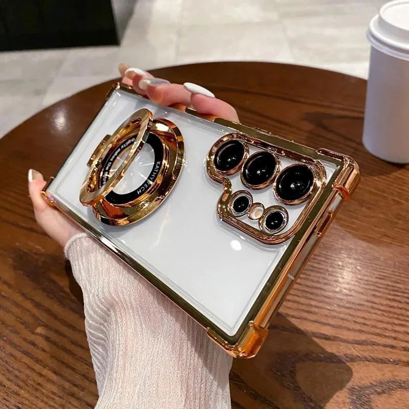 Four-Corner Airbag Electroplated Magnetic Phone Protect Shell for Samsung S26 S25 S24 S23 S22 S21 S20 Note20 A15 A53