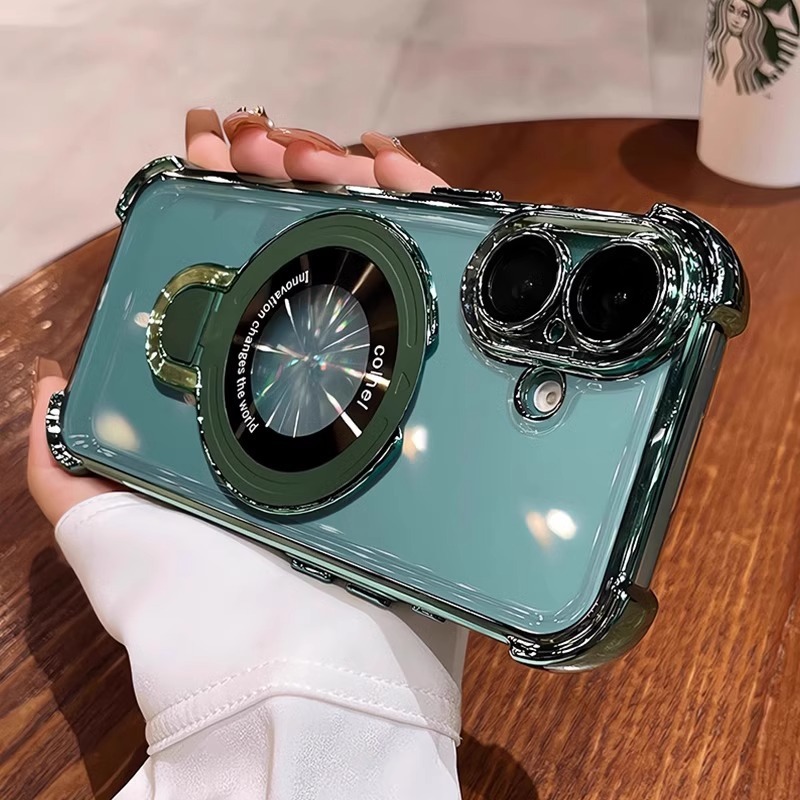 Anti-drop Protection Case with Lens Protector and Bracket High Transaprency Cover for iPhone 17 16 15 14 13 12 11 X