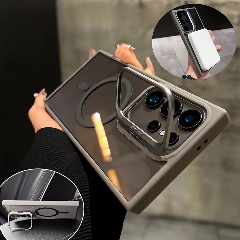 Hard Acryclic Transparent Phone Protective Case with Metal Lens Holder for Samsung S25 S24 S23