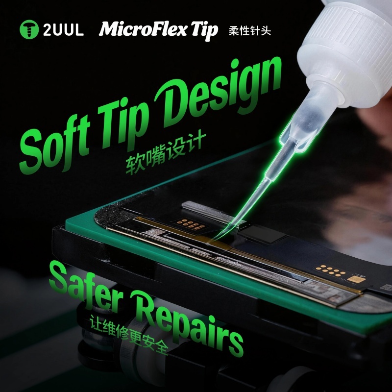 2UUL  CS10 Plastic Dispensing Needle Extended Curved Tip Angled Screw Cap for Mobile Phone Screen Repair and Gluing