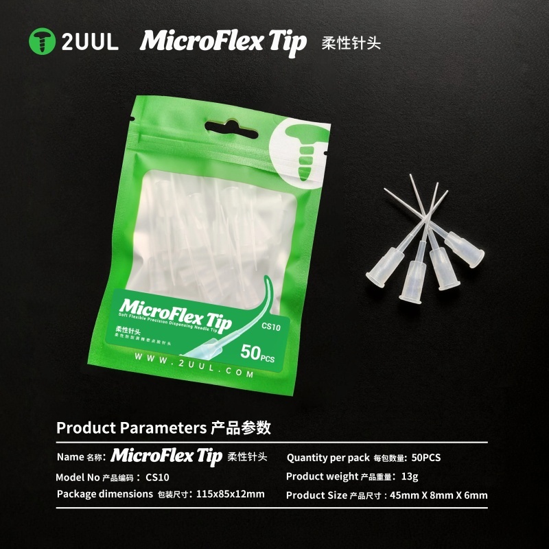 2UUL  CS10 Plastic Dispensing Needle Extended Curved Tip Angled Screw Cap for Mobile Phone Screen Repair and Gluing